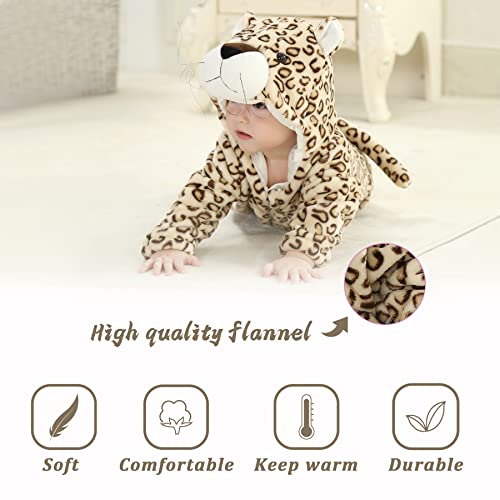 TONWHAR Unisex-Baby Animal Onesie Costume Cartoon Animal Outfit Homewear Kids' One-Piece Rompers(3-6 Months, Leopard) - Image 4