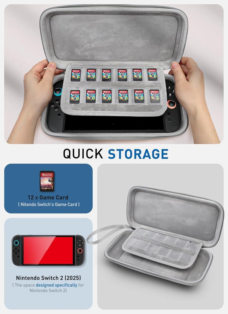 mumba Portable Case for Nintendo Switch 2 (2025) [Slim Version] Portable Hard Protective Travel Bag with 12 Game Card Slots - [Portable and Lightweight] (Grey Camouflage) - Image 2