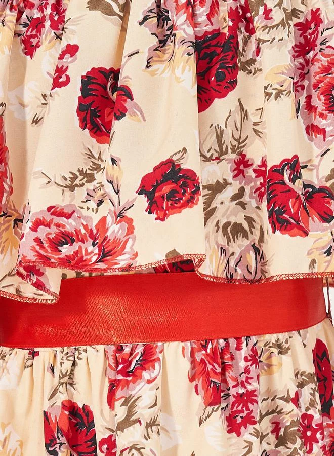 Styli Floral Cold Shoulder Dress