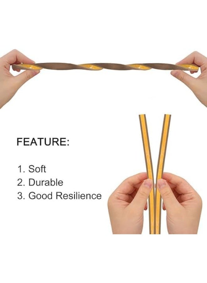 إيارا شريط لاصق متين ذاتي اللصق من الفوم للأبواب والنوافذ، شرائط عازلة للصوت مقاومة للطقس بطول 3 متر، تجنب التصادم، مانع أتربة سهل التركيب، بني - Image 4