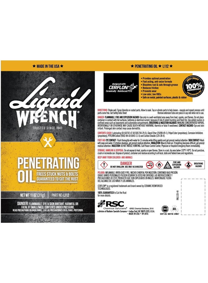 LIQUID WRENCH Penetrating Oil Frees Stuck Nuts And Bolts Guaranteed To Cut The Rust 311G - Image 2
