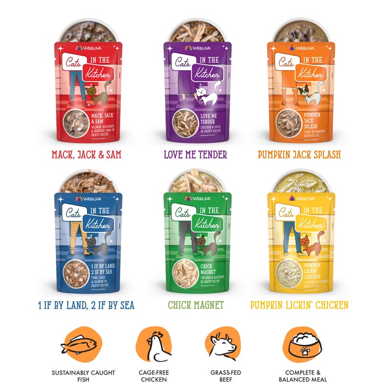 Weruva Cats in The Kitchen, Pantry Party Pouch Variety Pack in Gravy Cat Food, 3oz Pouch (Pack of 12) - Image 3