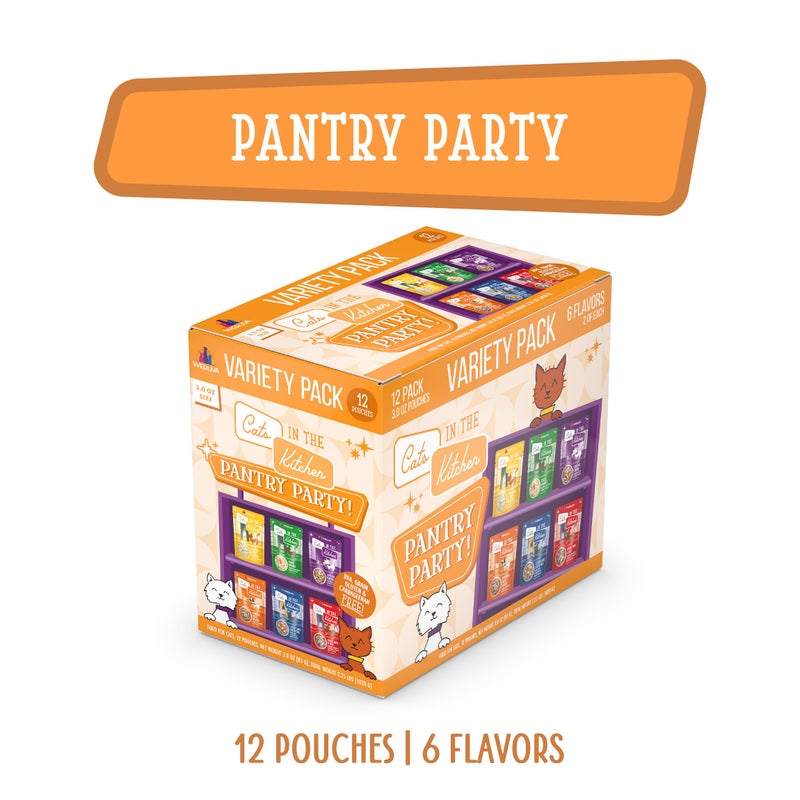 Weruva Cats in The Kitchen, Pantry Party Pouch Variety Pack in Gravy Cat Food, 3oz Pouch (Pack of 12) - Image 2