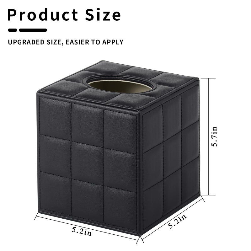 Tissue Box Cover Square,Modern Leather Tissue Holder Rectangular Napkin Facial Paper Dispenser Organizer Bottom with Magnet Reinforcement for Home/Hotel/Restaurant/Office/car/Living Room(Black) - Image 3