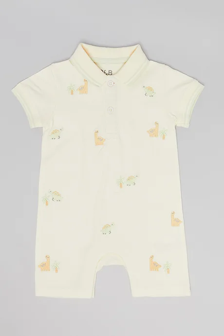 R&B 2 Pack Embroidered Collared Bodysuits with Short Sleeves