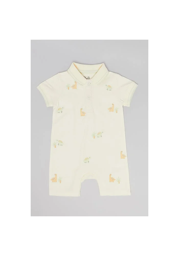 R&b 2 Pack Embroidered Collared Bodysuits with Short Sleeves