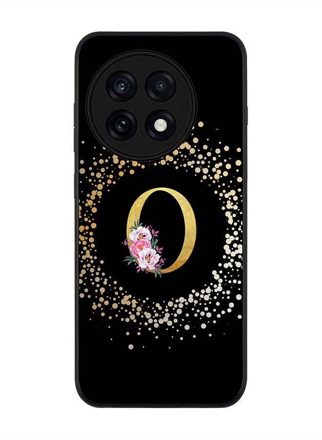 Stylizedd For OnePlus 13R / Ace 5 Pro Case,Slim fit Camera Protection, Shockproof Thin Phone cover  - Custom Monogram Floral - O ( Black )