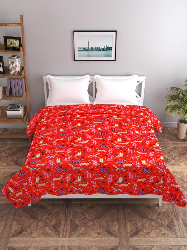 MORADO 190 GSM Flannel Super Soft Warm Double Bed Quilt CoverDuvet CoverRajai CoverBlanket Cover for Winters with Zipper 90x100 Inches Red - Image 2