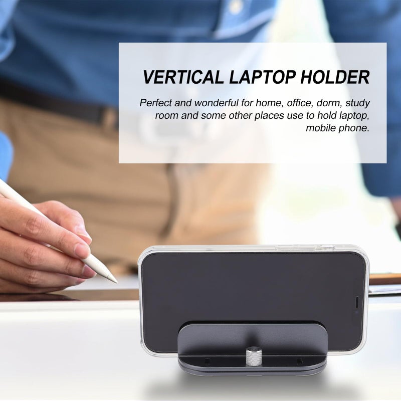Adjustable Laptop Stand Portable Notebook Tablet Holder Space Saving Desktop Organizer Gray Black - Image 4