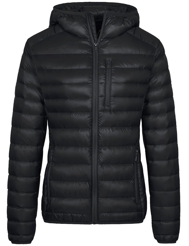 wantdo Women's Packable Down Jacket Lightweight Puffer Jacket Hooded Winter Coat Black Small - Image 1