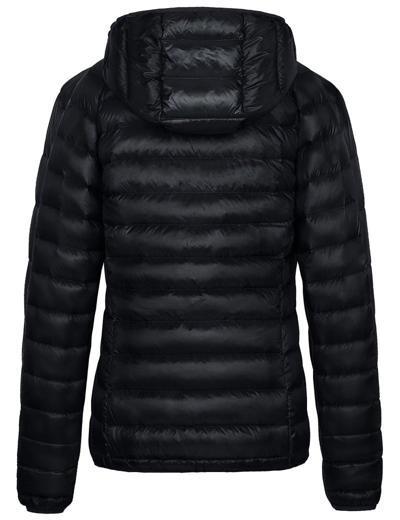 wantdo Women's Packable Down Jacket Lightweight Puffer Jacket Hooded Winter Coat Black Small - Image 2