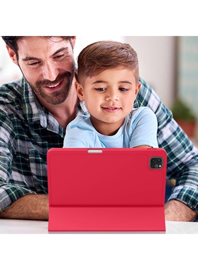 جاجيك Vibrant iPad Pro 11 Inch Case 2024 (5th Gen, M4) (Red) – Lightweight Smart Protective Cover with Built-in Pencil Slot, USB-C Pencil Charging Support, Auto Wake/Sleep Feature, Touch ID Access, Magnetic Foldable Trifold Stand for Desk or Travel - Image 5