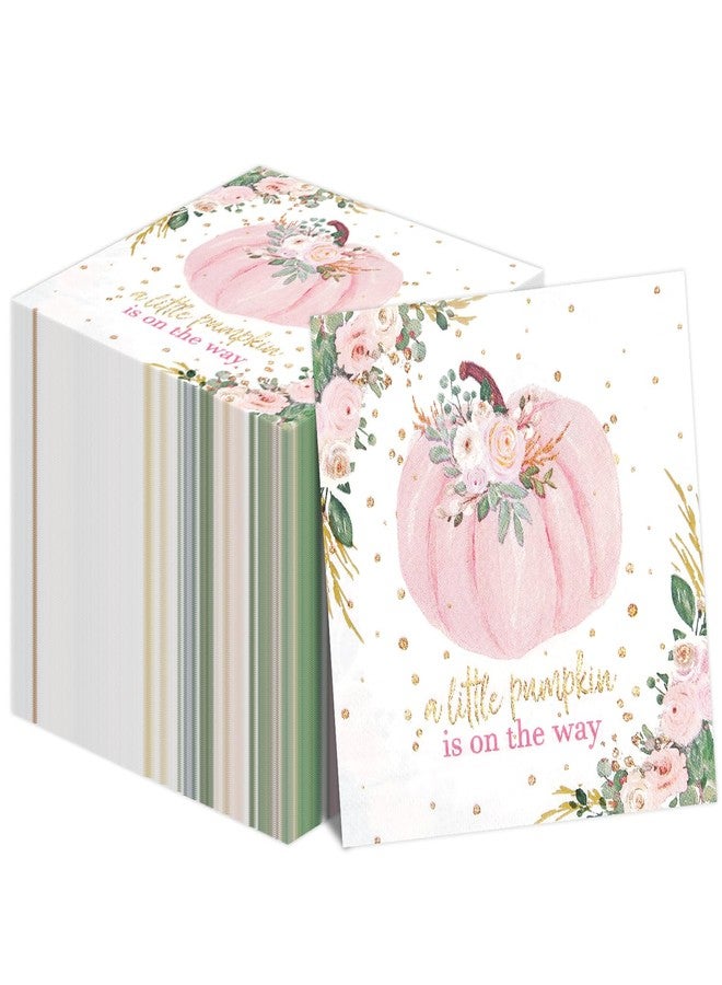 Quera A Little Pumpkin is On the Way Napkins, Little Pumpkin Baby Shower Decorations Pink Boy Girl Fall Paper Napkins Boy Girl Pumpkin Gender Reveal Party Decorations (6.5 x 6.5 In, 50-Pack) - Image 1