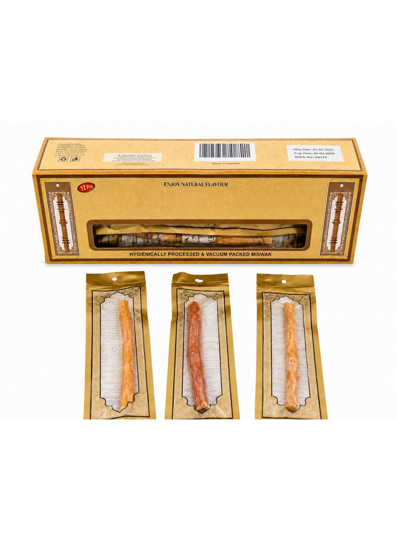 Natural Miswak Sticks – Vacuum Packed Oral Care Sticks, 12 Pieces