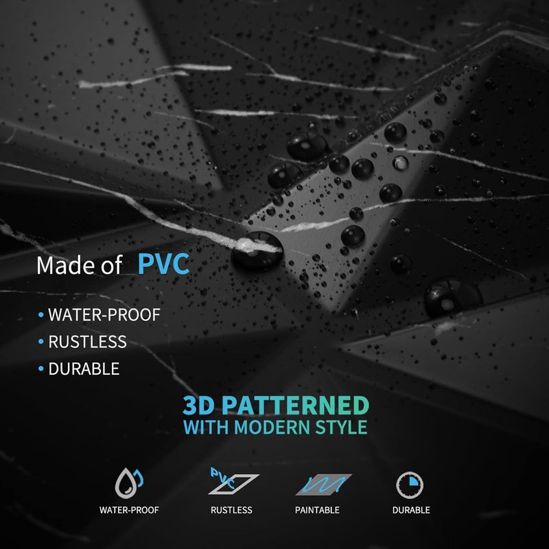 Art3d لوحات تصميم الماس ثلاثية الأبعاد للديكور الداخلي، غرفة المعيشة، خلفية جدار التلفاز، غرفة النوم، إعداد الألعاب، 11.8" × 11.8"، رخام أسود، 33 عبوة - Image 5