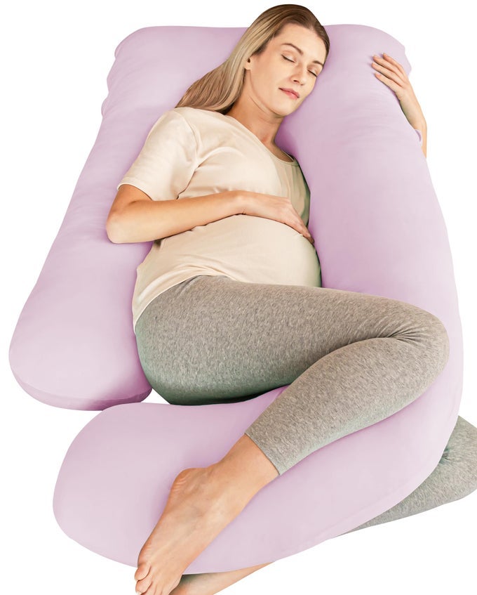 COOLING COVER PREGNANCY PILLOWS SOFT USHAPE MATERNITY PILLOW WITH REMOVABLE COVER FULL BODY PILLOWS FOR ADULTS SLEEPING PREGNANCY MUST HAVES JUMBO 57 INCH PURPLE