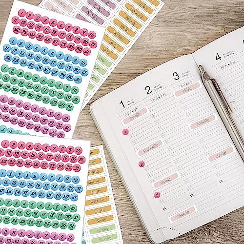 CIEMODA 3 Sheets Day Planner Stickers - Month, Number, Foiled Date Dots, Colorful Calendar Stickers for Journal and Notebooks - Image 3