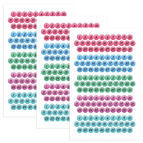 CIEMODA 3 Sheets Day Planner Stickers - Month, Number, Foiled Date Dots, Colorful Calendar Stickers for Journal and Notebooks - Image 1