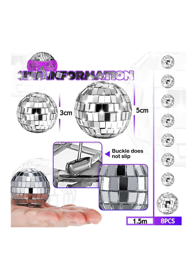 SYOSI Mini Disco Ball Ornaments, 4 Packs Reflective Silver Mirror Disco Hanging Ball Decor, for Tree Wedding Dance Music Festival Birthday Party Home Supplies, 1 Inch, 2 Inch - Image 3