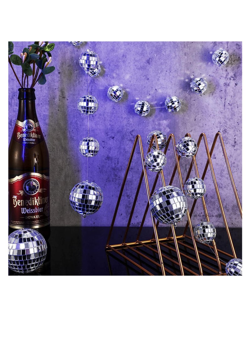 SYOSI Mini Disco Ball Ornaments, 4 Packs Reflective Silver Mirror Disco Hanging Ball Decor, for Tree Wedding Dance Music Festival Birthday Party Home Supplies, 1 Inch, 2 Inch - Image 4