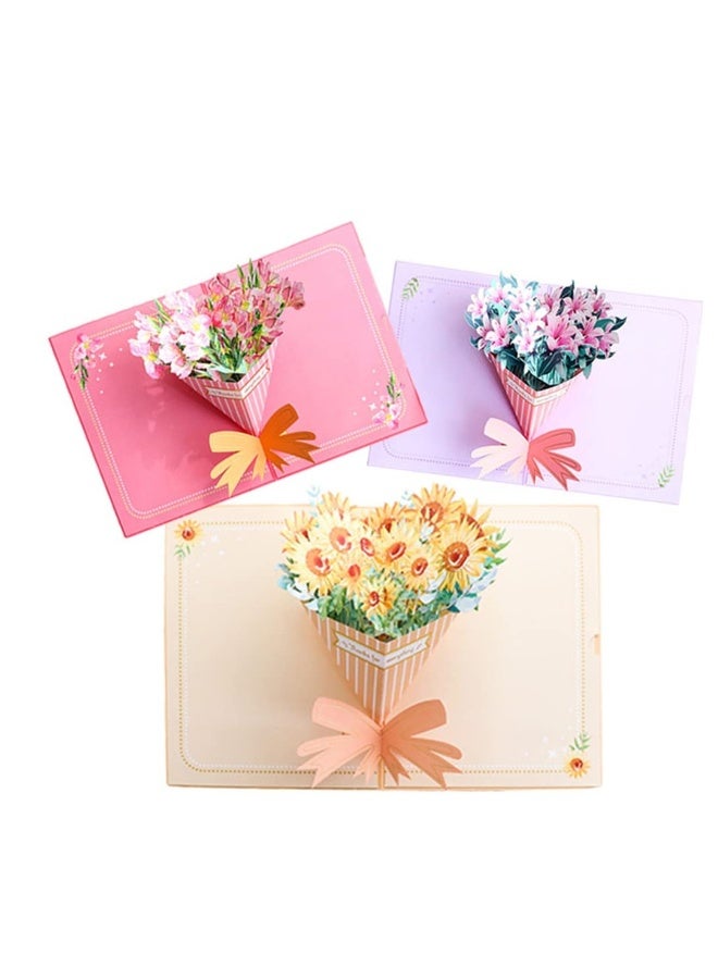 Thank You Pop Up Greeting Cards with Envelopes 3D Flower Bouquet for Mother's Day Teacher Appreciation Anniversary Wedding and Thanksgiving - Image 1
