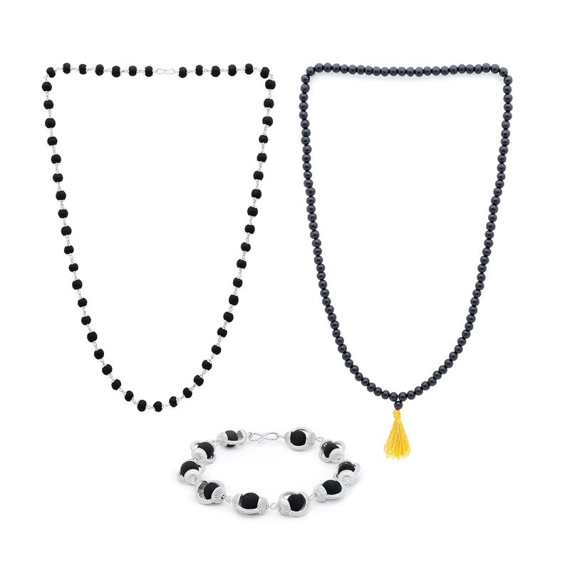 Divine Hindu Original Karungali Malai 108 Beads, Silver Cap Bracelet, 54 Beads Mala | Combo | Lab Tested, Pooja, Meditation, Healing | For Men & Women | (Pack of 3) - Image 1