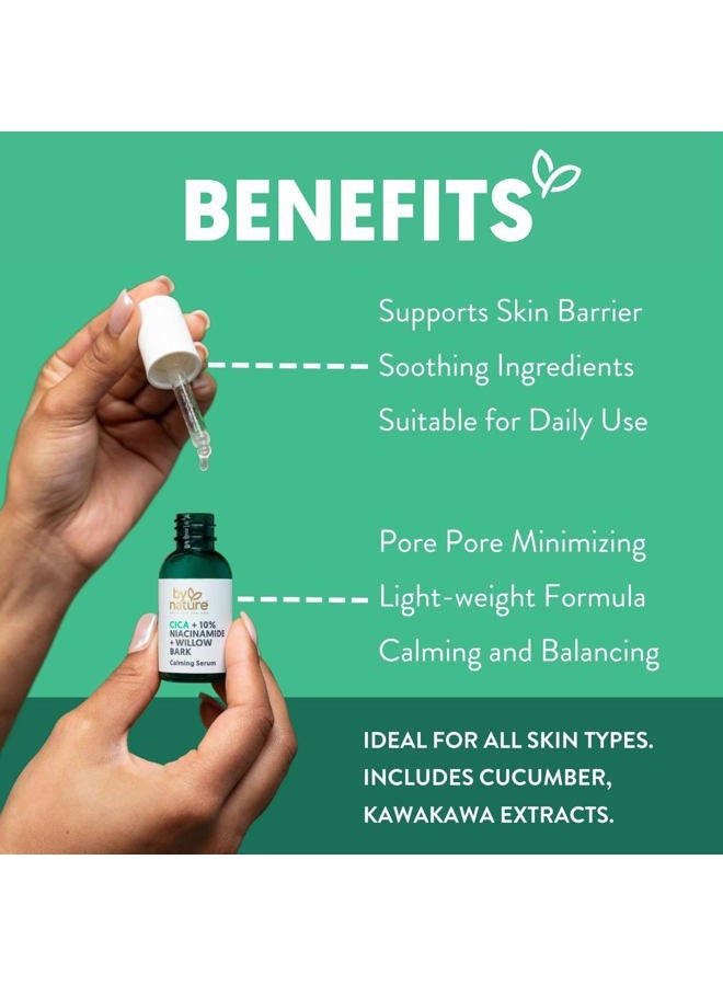 By Nature سيروم الوجه المهدئ - سيكا + 10% نياسيناميد + لحاء الصفصاف - سيروم وجه مطهر مع مستخلص نبات السيكا ونياسيناميد المحسن للملمس - العناية بالبشرة من نيوزيلندا - 1 أونصة سائلة - Image 2