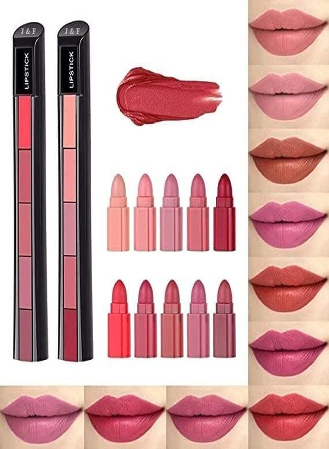 Aasakt Combo of 2 Fabulous Matte Shades 5 Lipstick in 1, (Red + Nude) Edition Crayon Matte Lipstick Set (20 ml) - (Pack of 2) - Image 1