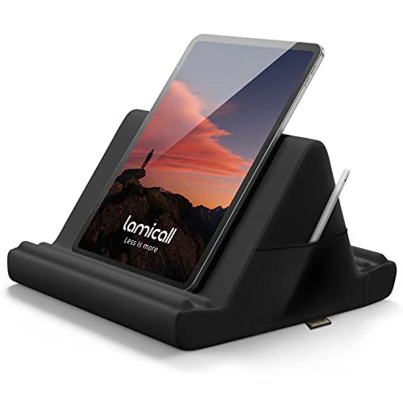 Tablet Pillow Holder Stand - Tablet Pillow Soft Pad for Lap, Bed and Desk with Pocket and 4 Viewing Angles, for iPad Pro 13, 11, 12.9, Air, Mini, Kindle, iPhone, 4-13" Devices - Image 1