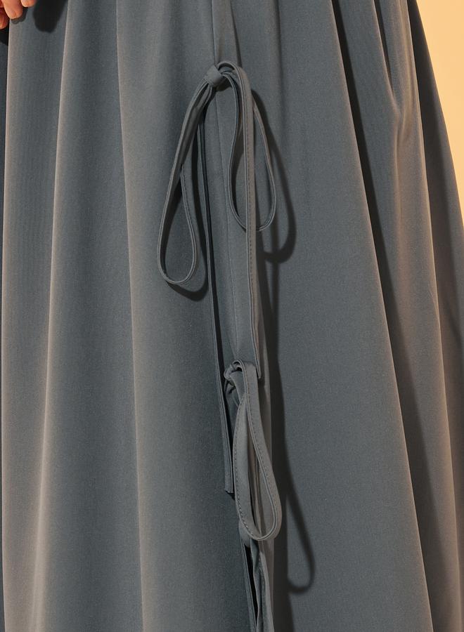 Take Two Color Block Layered A-Line Maxi Skirt with Tie-Up Detail - Image 4