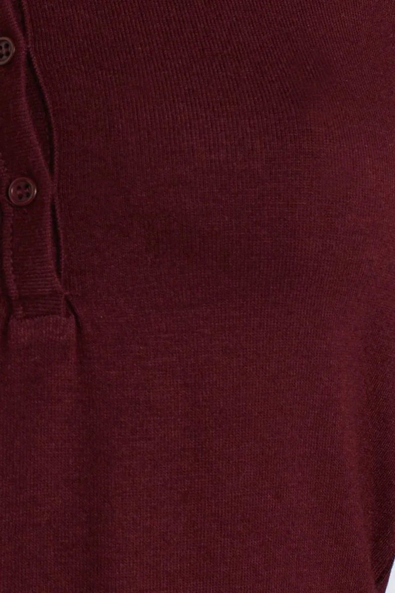 Dilvin Burgundy Red DILVIN Slim Fit V-Neck Button Blouse for Women | Best Price UAE