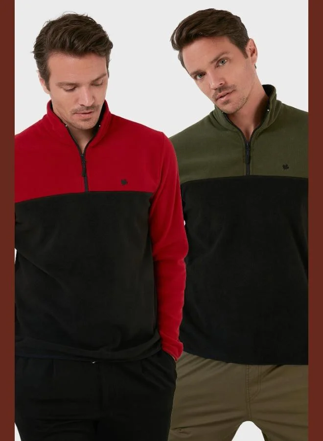 Buratti Buratti Regular Fit Anti-Pilling Non-Pilling Standing Collar Raised 2-Pack Polar Men's POLAR 5906016S2