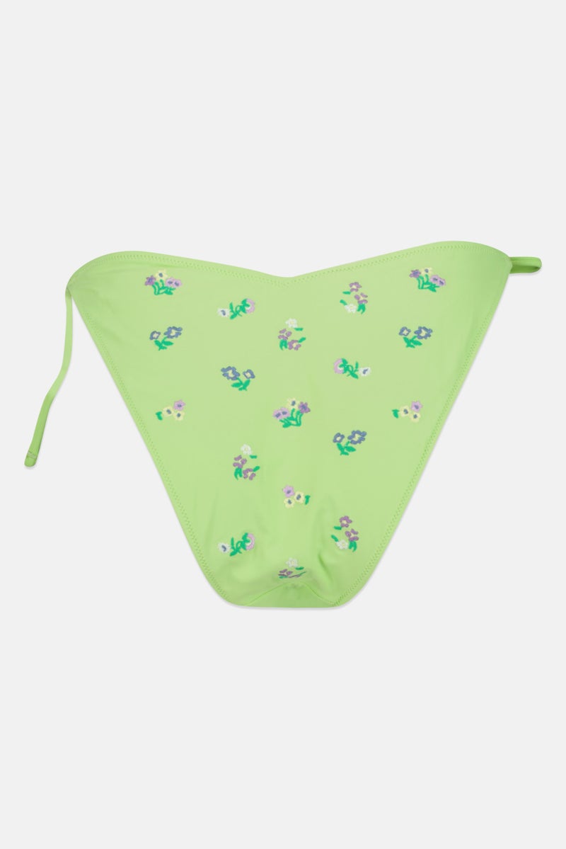 Aerie Women Embroidered Tie Detail Bikini Bottom, Multicolor  - Image 3