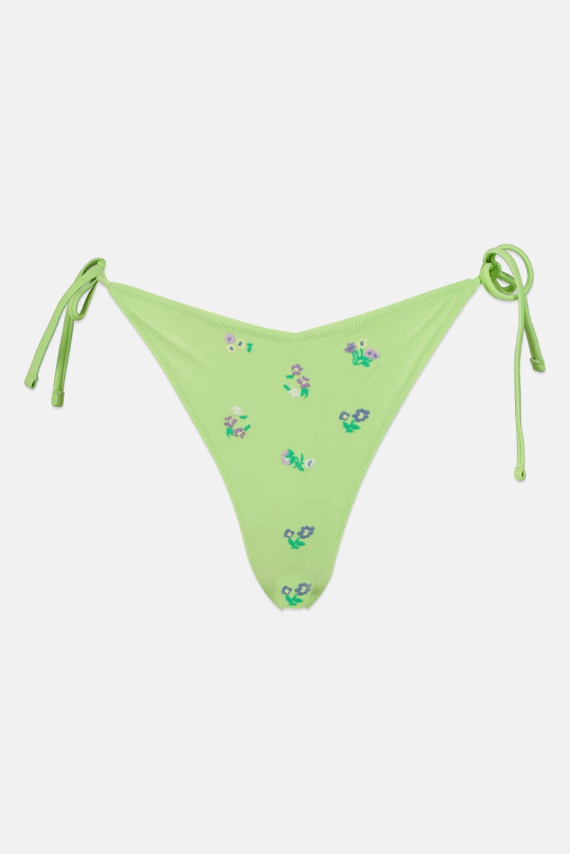 Aerie Women Embroidered Tie Detail Bikini Bottom, Multicolor  - Image 2