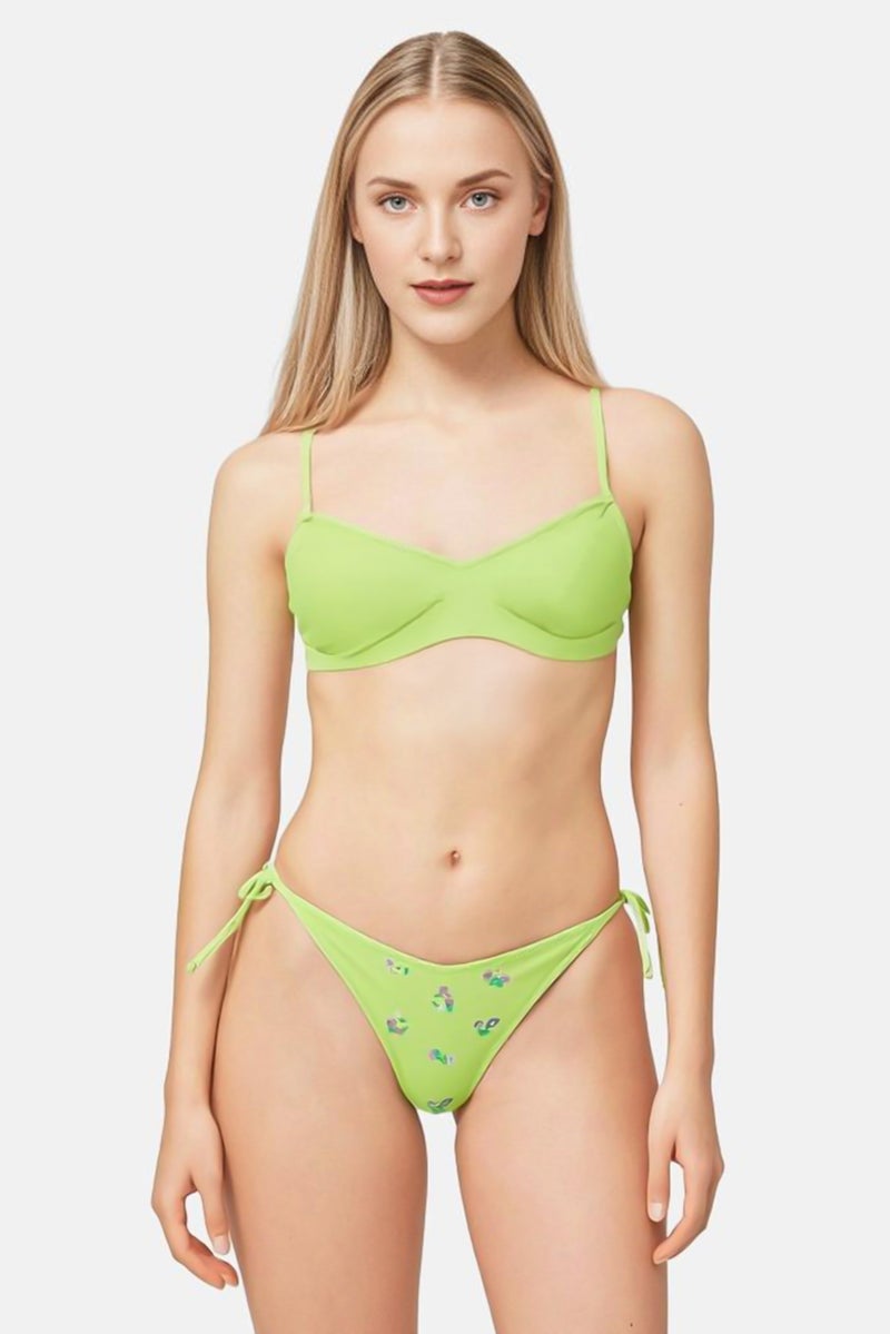 Aerie Women Embroidered Tie Detail Bikini Bottom, Multicolor  - Image 1