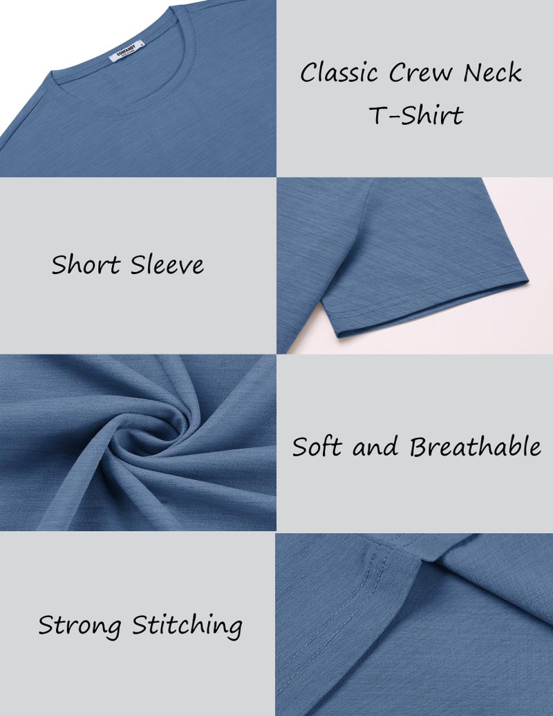 COOFANDY Men's Crew Neck T-Shirt Casual Muscle Tee Slim Fit Bodybuilding Athletic Casual T Shirt Blue - Image 5