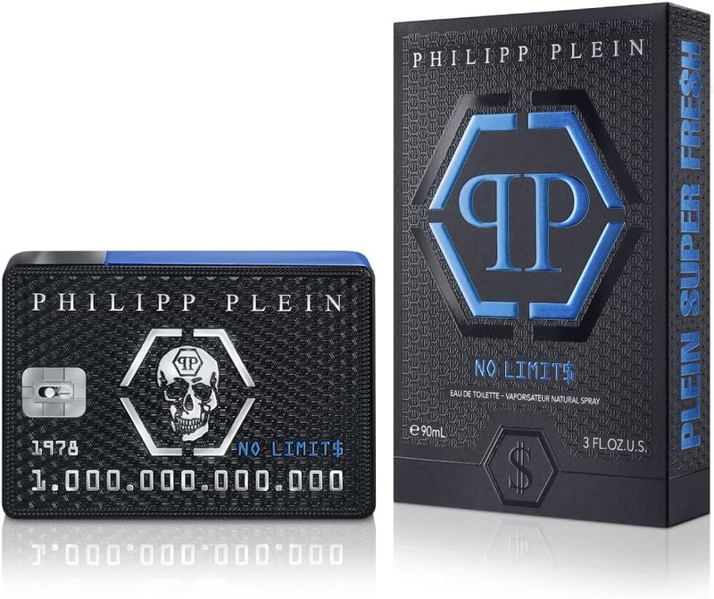 PHILIPP PLEIN Multi-purpose fine material Philipp Plein No Limits Super Fresh Eau de Toilette 90 ml – Perfume for Men – Fresh and Woody Notes – A Wave of Energy, Hedonism and Success – Black and Blue Lacquered Glass Bottle Nationwide warehouse layout - Image 1
