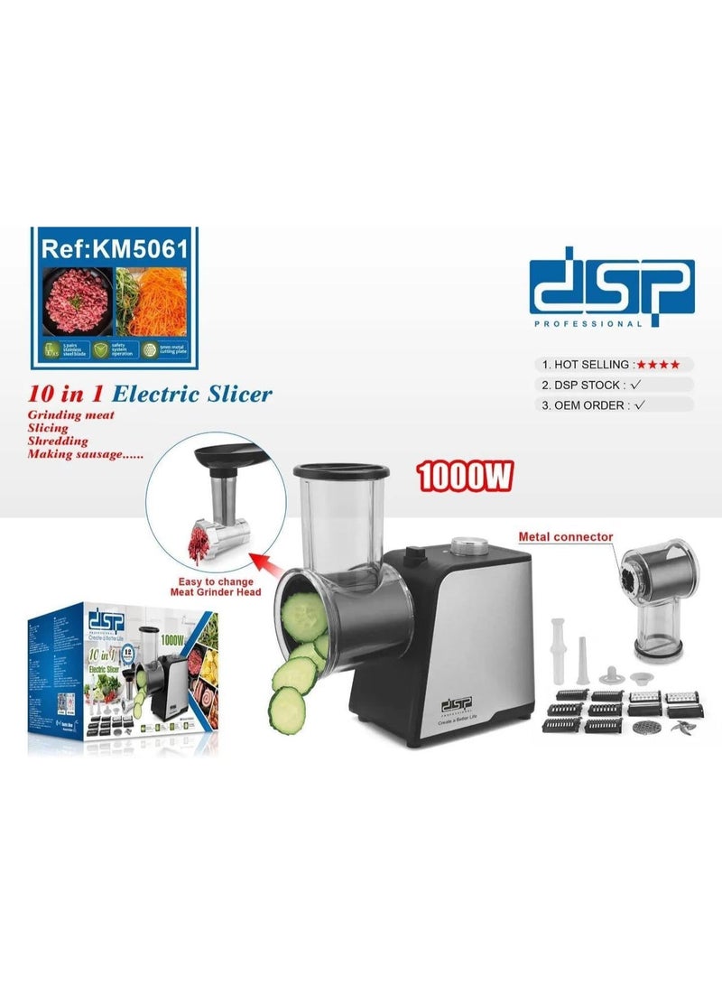 DSP 10 In 1 Electric Slicer,1000w KM5061 Vegetable Cutting Machine,Shredder,Meat Grinder - Image 3
