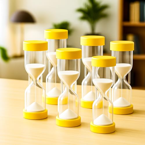 CLAPONE Sand Timer, Hourglass Sand Timers Colorful Sandglass Timer with Protective Cover for Classroom Home Office Royal Hourglass Sand Timers - Precision Plastic Sandglass Set (Pack of 6) - Image 1