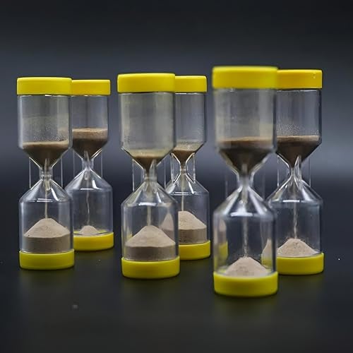 CLAPONE Sand Timer, Hourglass Sand Timers Colorful Sandglass Timer with Protective Cover for Classroom Home Office Royal Hourglass Sand Timers - Precision Plastic Sandglass Set (Pack of 6) - Image 4