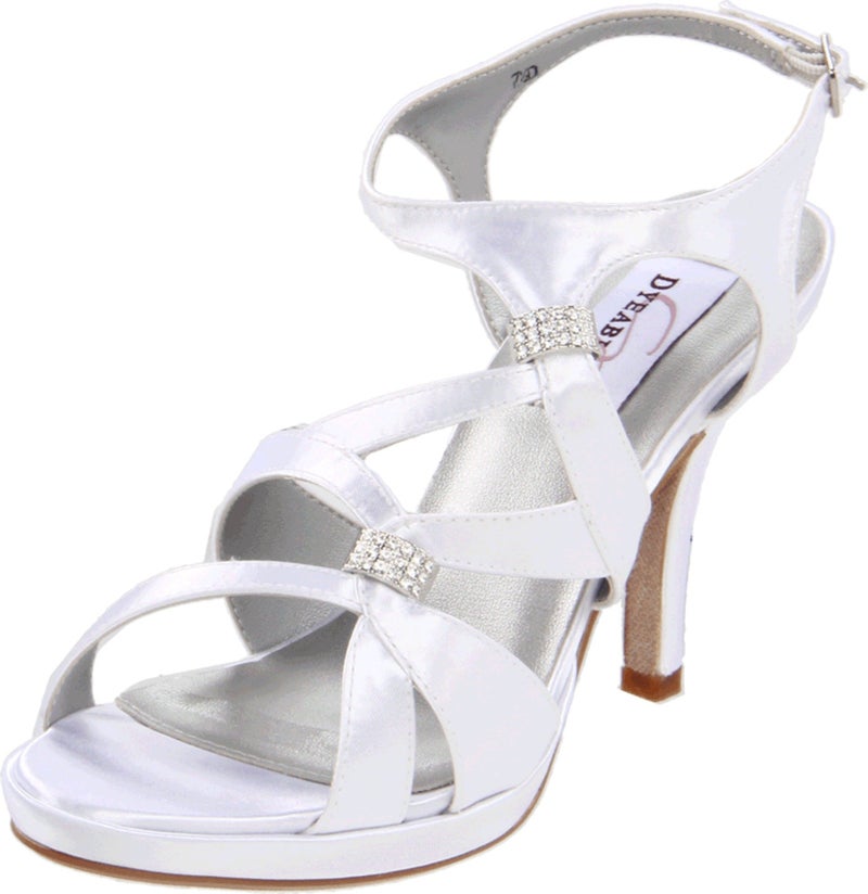 Dyeables Women's Claire Leather Platform Sandal,White Satin,11 D US - Image 1
