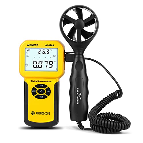 AIOMEST Pro HVAC Anemometer- Air Flow Velocity Meter AI-826A 0.001~100Mph Wind Speed Gauge,Handheld Wind Tester Measuring Airflow Movement Temp with Max AVG Current - Image 1