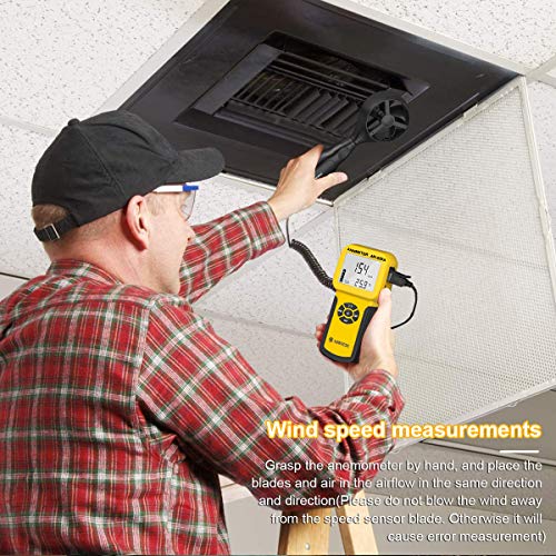 AIOMEST Pro HVAC Anemometer- Air Flow Velocity Meter AI-826A 0.001~100Mph Wind Speed Gauge,Handheld Wind Tester Measuring Airflow Movement Temp with Max AVG Current - Image 4