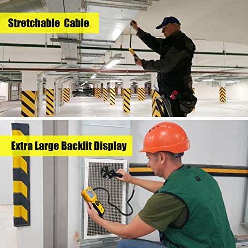 AIOMEST Pro HVAC Anemometer- Air Flow Velocity Meter AI-826A 0.001~100Mph Wind Speed Gauge,Handheld Wind Tester Measuring Airflow Movement Temp with Max AVG Current - Image 2