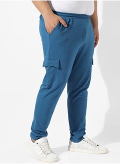 Instafab Plus Men's Solid Blue Regular Fit Trackpants  - Image 3