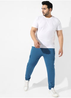 Instafab Plus Men's Solid Blue Regular Fit Trackpants  - Image 5