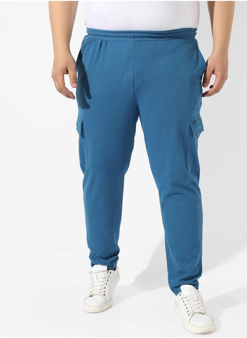 Instafab Plus Men's Solid Blue Regular Fit Trackpants