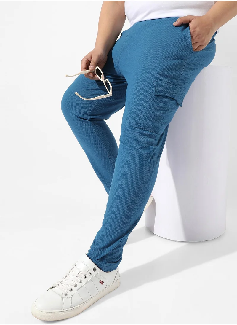 Instafab Plus Men's Solid Blue Regular Fit Trackpants