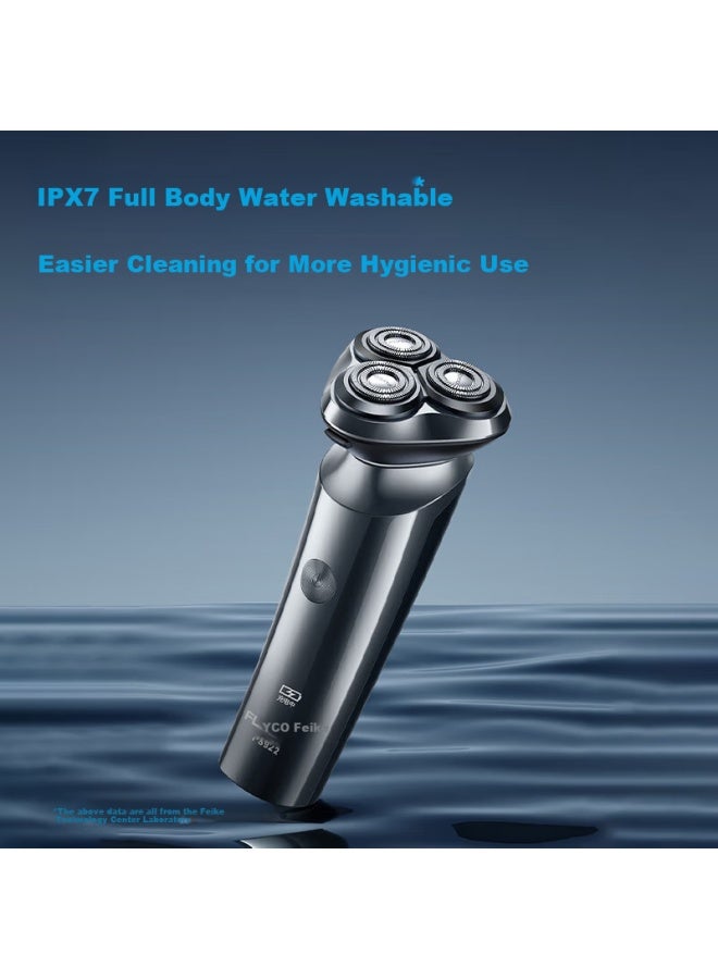 Flyco Men's Electric Shaver Full Body Washable Wet And Dry Dual Shaver Portable Shaving Knife 1 Hour Fast Charge 60 Minutes Battery Life Birthday Valentine's Day Gift For Boyfriend Fs922 - Image 3