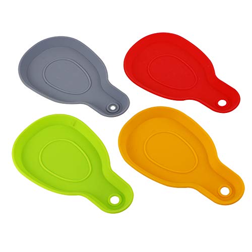 Webake Silicone Spoon Rest 4 Piece, Ladle Holder Suitable for Cooking, Dining Table, Stove Top, Fork, BBQ Brushes, - Image 1